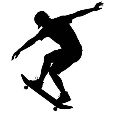 Kaykaycı kaykay silueti, vektör