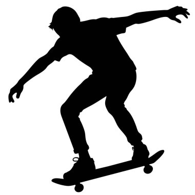 genç kaykaycı siluet vektörü
