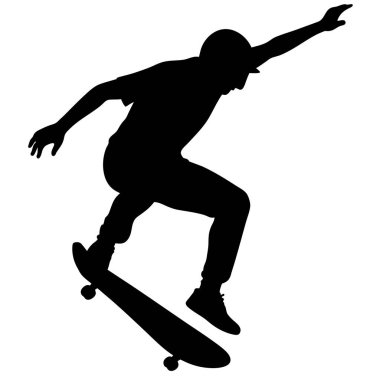 Kaykaycı silueti beyaz arkaplanda izole edildi