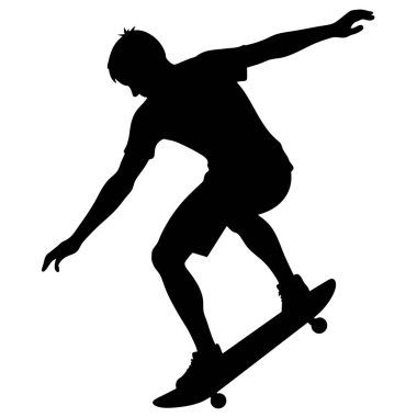 Beyaz arkaplanda kaykaycı silueti