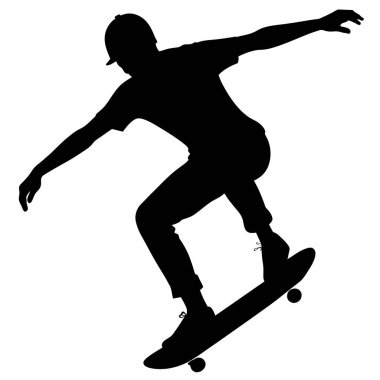 Kaykaycı silueti, vektör illüstrasyonu