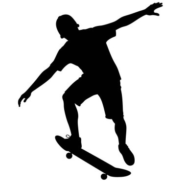 Kaykaycı silueti beyaz arka planda izole edilmiş. vektör illüstrasyonu