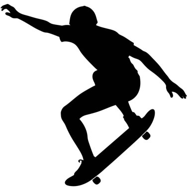 Beyaz arkaplanda kaykaycı silueti