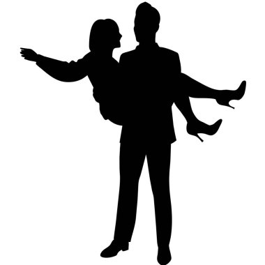 Beyaz arka planda dans eden çiftlerin silueti.