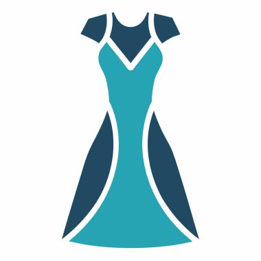 Moda yassı vektör simgesi. bir cyan ve mavi elbise.