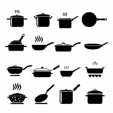 Beyaz arkaplanda yemek simgesi seti