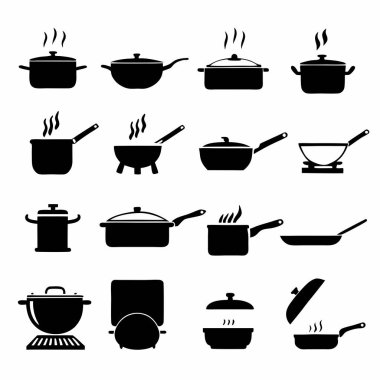 Mutfak siluetleri. vektör illüstrasyonu.