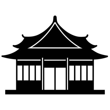 Çin geleneksel Çin tapınağının vektör illüstrasyonu