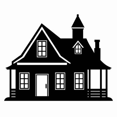 ev silueti ve iki pencere vektör çizimi tasarımı