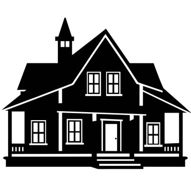 Beyaz arkaplanı olan bir evin vektör çizimi