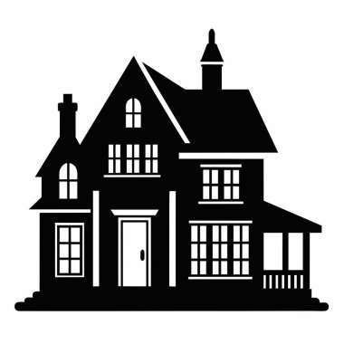 Ev ve bina ikonunun vektör çizimi. Ağ için ev ve siyah stok sembolü seti.