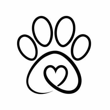 Kalpli köpek izi. Vektör çizimi. Köpek silueti.