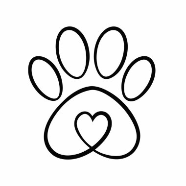 kalp şekli pati yazdırma vektör simgesi