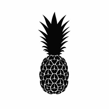 Beyaz arkaplan üzerinde ananas vektör silueti, basit ve minimal vektör (11)