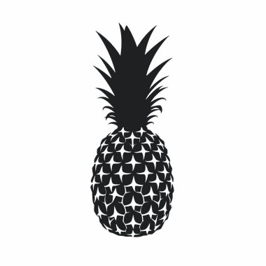 Beyaz arkaplan üzerinde ananas vektör silueti, basit ve minimal vektör (12)