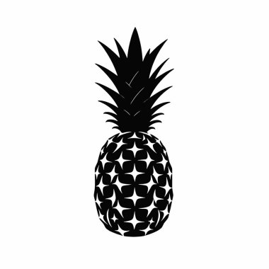 Beyaz arkaplan üzerinde ananas vektör silueti, basit ve minimal vektör (15)