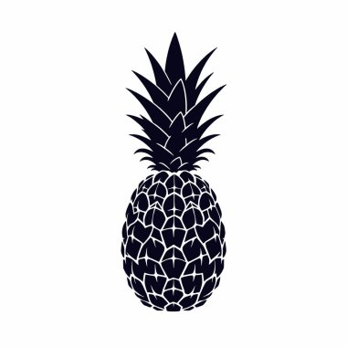 Beyaz zemin üzerinde ananas vektör silueti, basit ve minimal vektör (23)