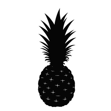 Beyaz arkaplan üzerinde ananas vektör silueti, basit ve minimal vektör (24)