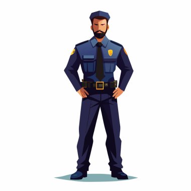Mavi üniformalı polis memuru.