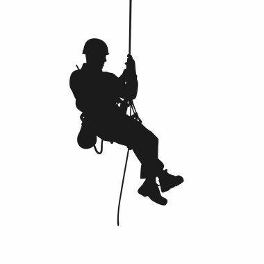 Beyaz arka planda ipi olan bir adamın vektör silueti.