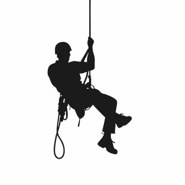 Tırmanma pozisyonundaki bir adamın vektör silueti. Dosya dosyası