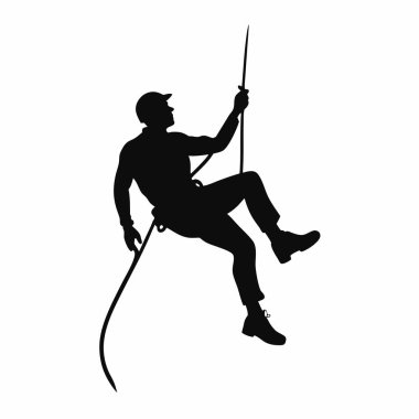 Dağcı siluet vektörü. Siyah siluet. beyaz arkaplanda izole.