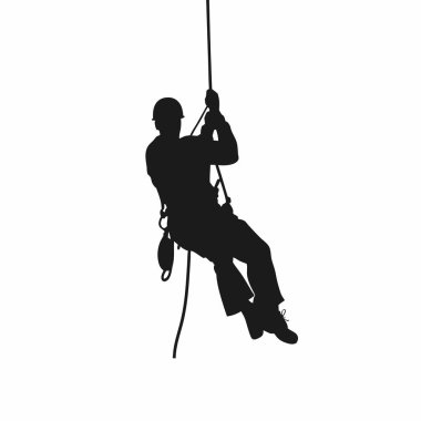 Adam siluete tırmanıyor.