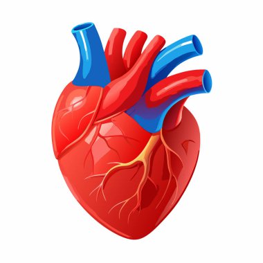 Org ikonlu kalp, çizgi film tarzı.