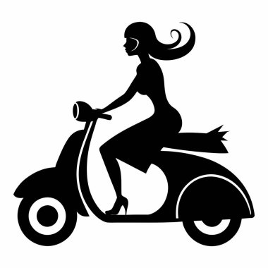 Motosiklet süren genç bir kadının silüeti..