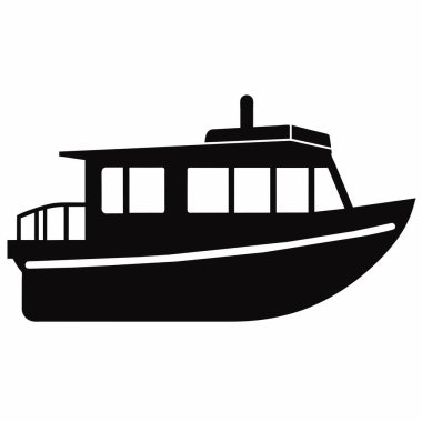 River water taksi düz stil siluet, bir su taksi silueti, izole edilmiş beyaz arka plan (12))