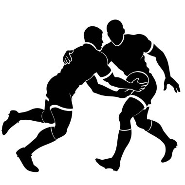 Rugby oyuncuları vektör siluetini beyaz arkaplan (1)