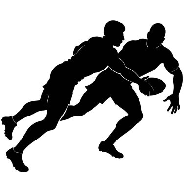 Rugby oyuncuları vektör siluetini beyaz arkaplandan atarlar (10)