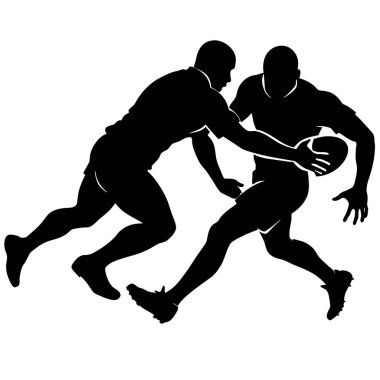 Rugby oyuncuları vektör siluetini beyaz arkaplandan atarlar (11)