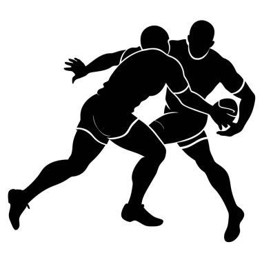 Rugby oyuncuları vektör siluetini beyaz arkaplan (15)