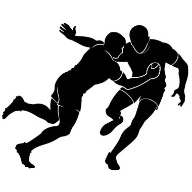 Rugby oyuncuları vektör siluetini beyaz arkaplan (4)