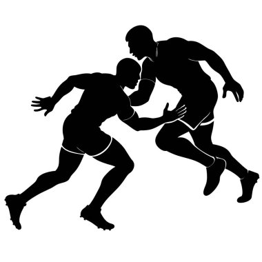 Rugby oyuncuları vektör siluetini beyaz arkaplan (3)