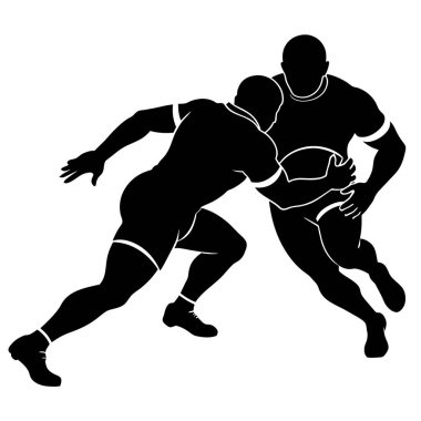 Rugby oyuncuları vektör siluetini beyaz arkaplanından atarlar (17)