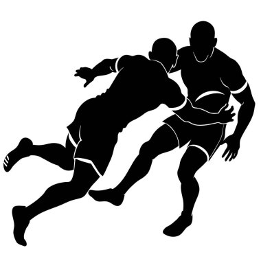 Rugby oyuncuları vektör siluetini beyaz arkaplan (5)