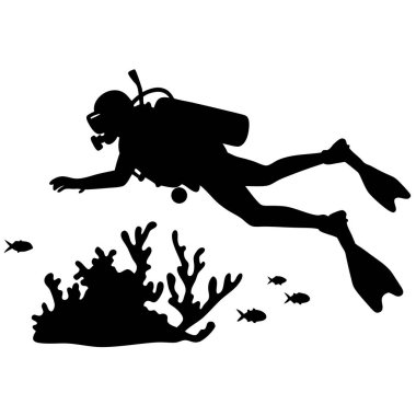 Tüplü dalgıç silueti