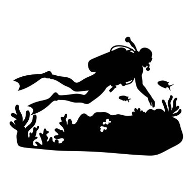 Beyaz arkaplanda dalgıç silueti