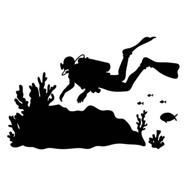 Beyaz arkaplanda dalgıcın vektörü