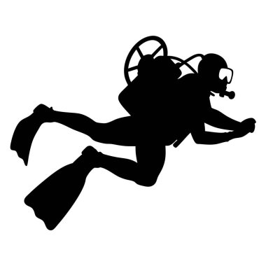 Beyaz arkaplan vektöründe dalgıç silueti