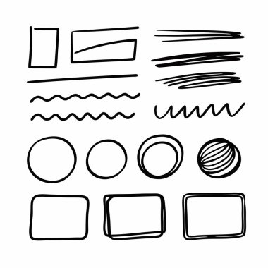 vektör el çizilmiş karalama elementleri kümesi