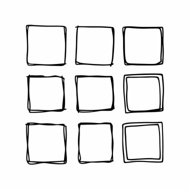 Vektör set elle çizilmiş kare kare.
