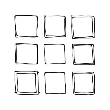Elle çizilmiş kare dikdörtgenler. Tasarım, web sayfası, yazdırma için vektör illüstrasyonu.
