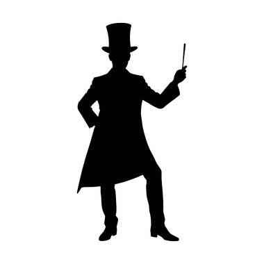 Beyaz arka planda bir sihirbazın vektör silueti