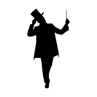 Beyaz arka planda bir sihirbazın silueti