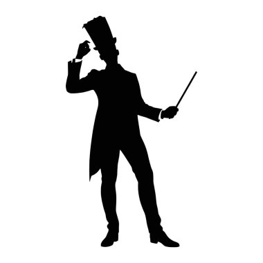 Beyaz arka planda sihirbazı olan bir adamın vektör çizimi