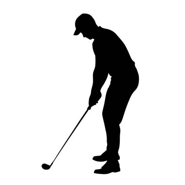 Golf silueti ve beyaz arka planda bir golfçü.