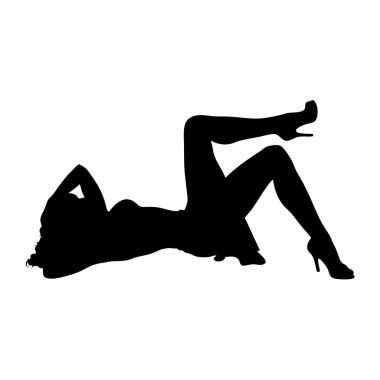 Beyaz arka planda seksi iç çamaşırlı bir kadın silueti..